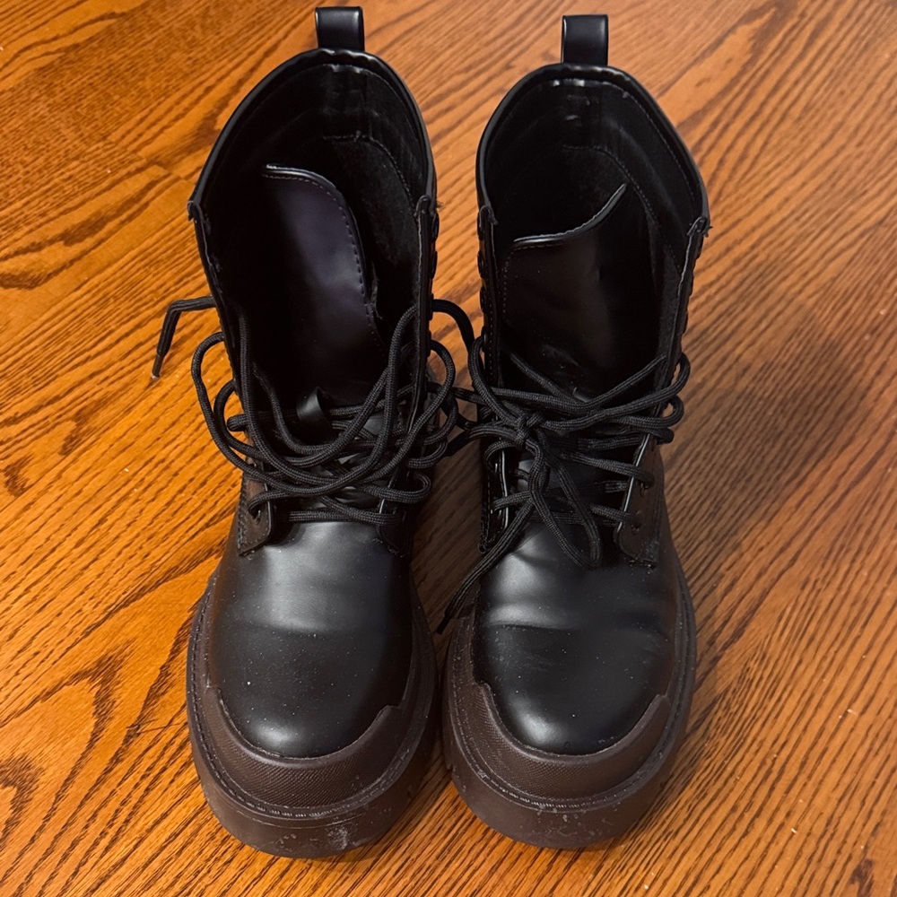 Black Lace-Up Combat Boots